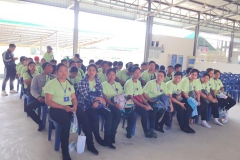 ภาพบรรยากาศคนงานกำลังอบรมความรู้พื้นฐานก่อนเข้ามาทำงานในประเทศไทย